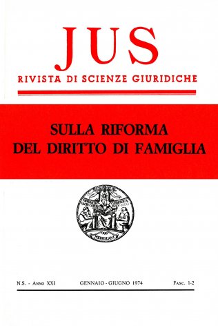 JUS - 1974 - 1-2. SULLA RIFORMA DEL DIRITTO DI FAMIGLIA